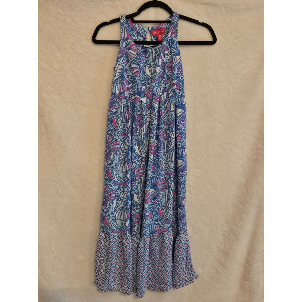 Lilly Pulitzer for Target Girls M 7/9 Blue Pink Paisley Maxi Dress Size Halter